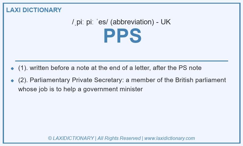 Definition PPS in British English