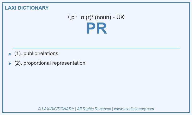 Definition PR in British English