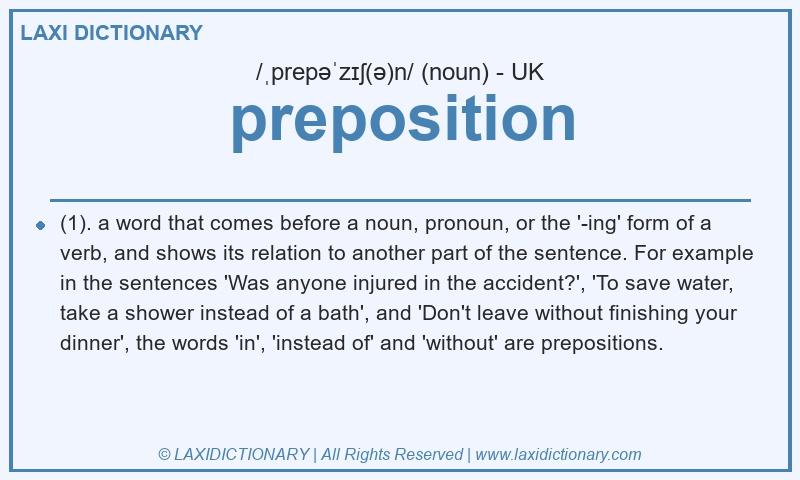 Definition preposition in British English