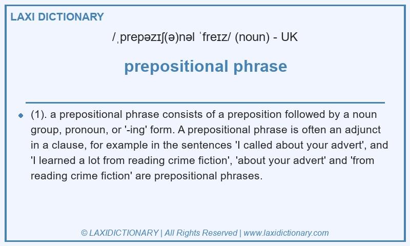 Definition prepositional phrase in British English