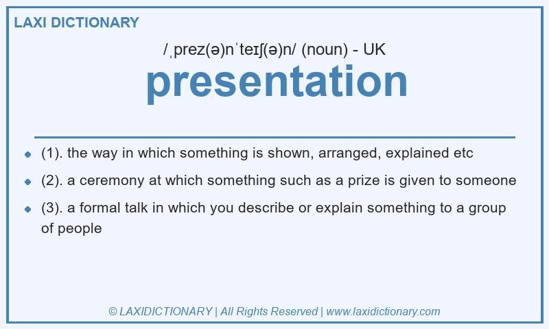 Definition presentation in British English