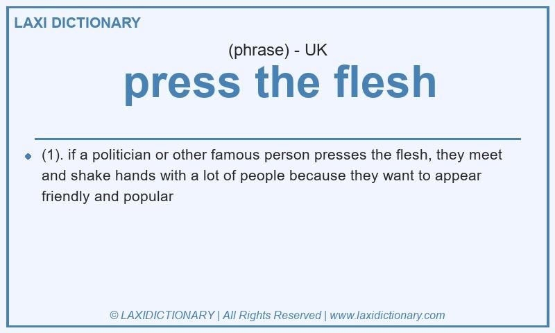 Definition press the flesh in British English