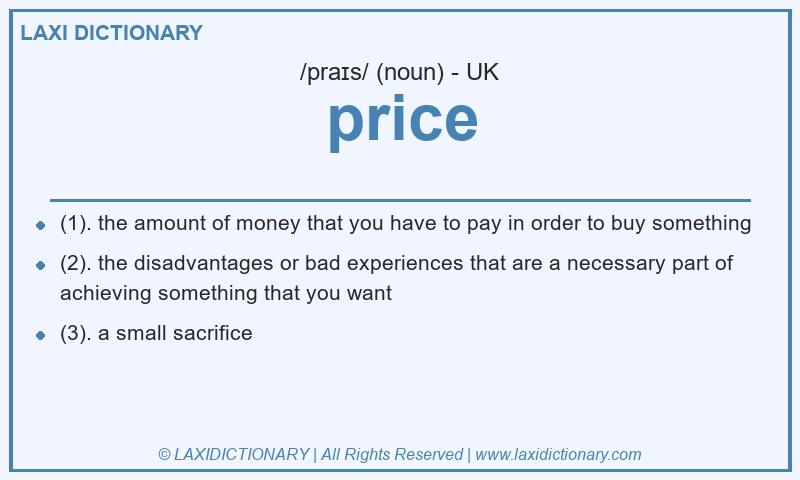 Definition price in British English