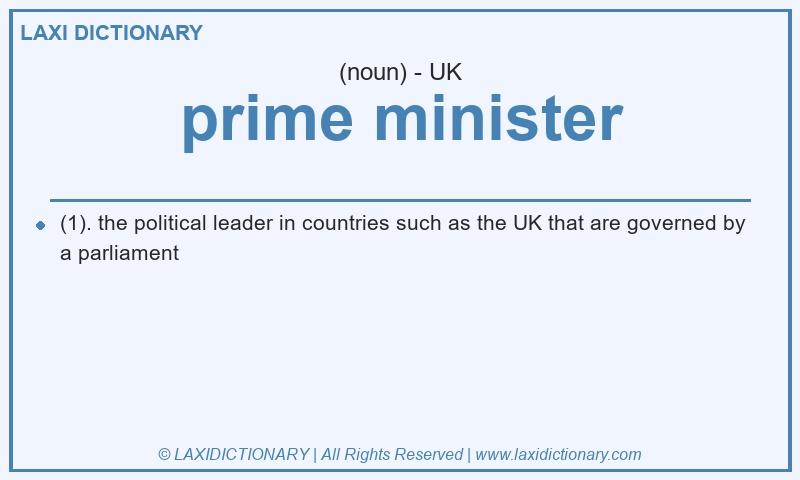 Definition prime minister in British English