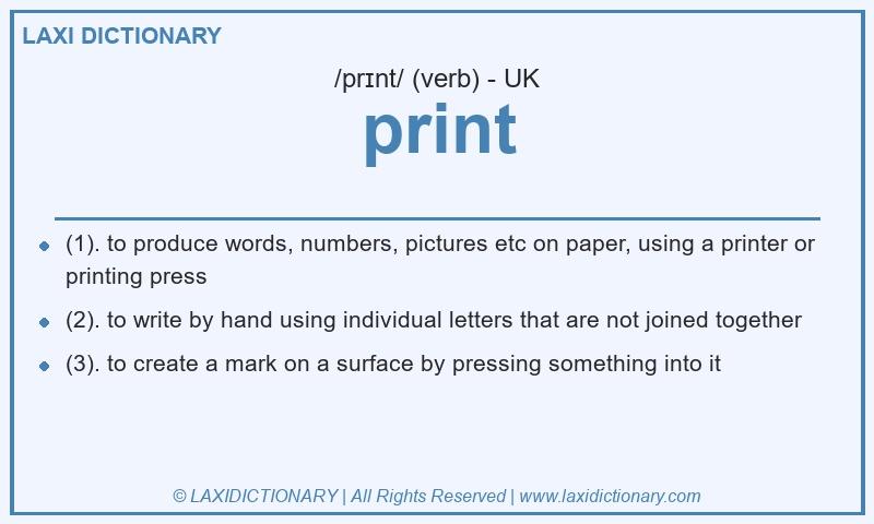 Definition print in British English