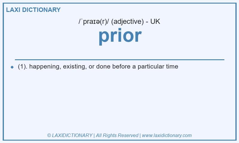 Definition prior in British English