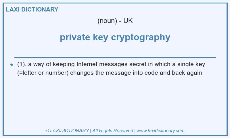 Definition private key cryptography in British English