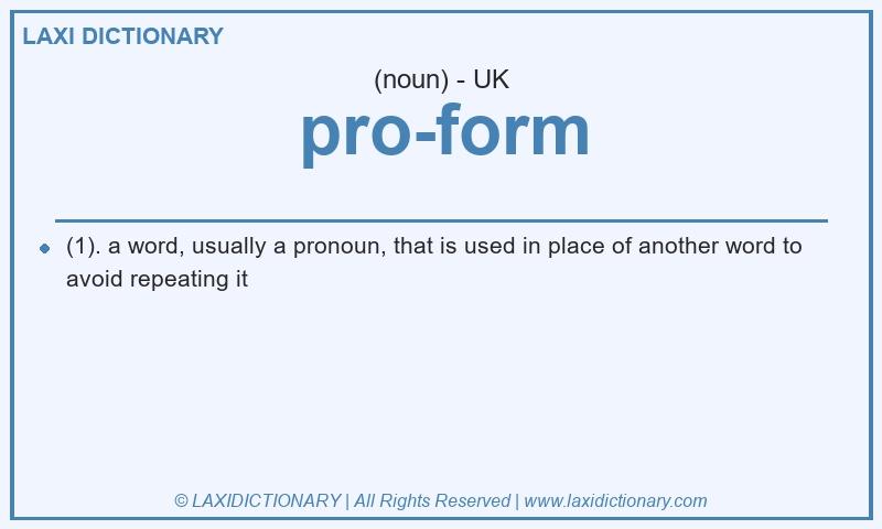 Definition pro-form in British English