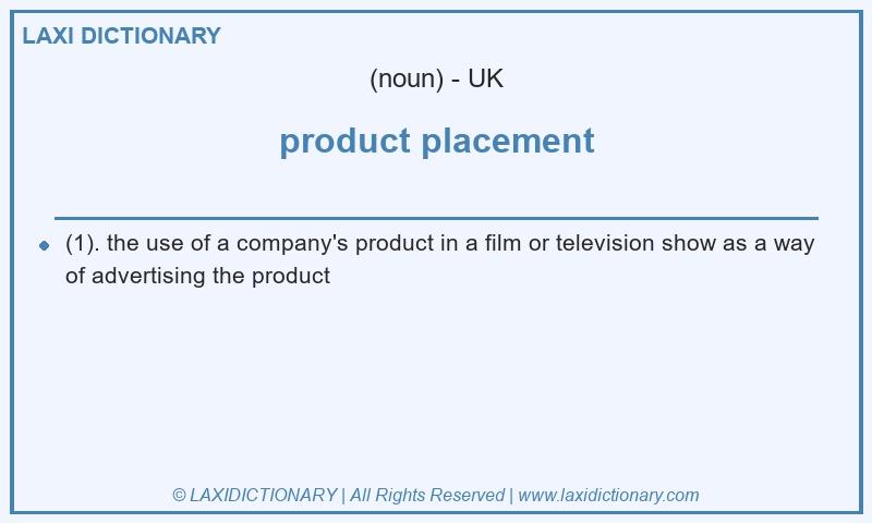 Definition product placement in British English