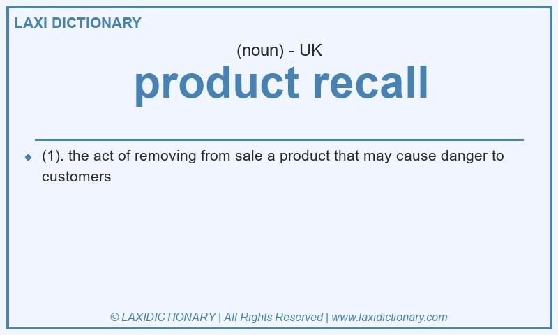 Definition product recall in British English