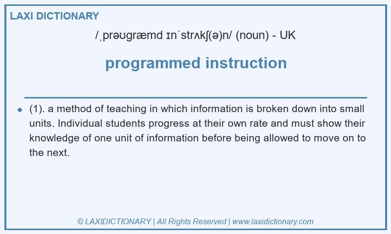 Definition programmed instruction in British English
