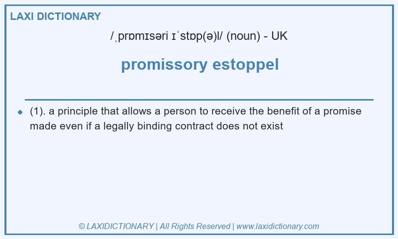 Definition promissory estoppel in British English