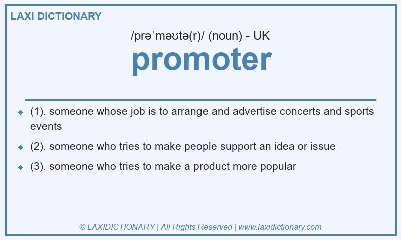 Definition promoter in British English