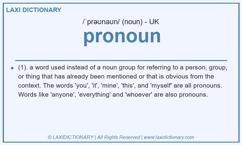 Definition pronoun in British English
