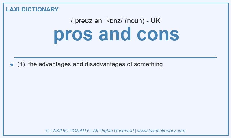 Definition pros and cons in British English