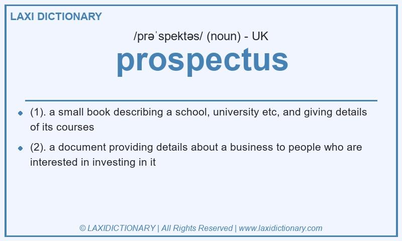 Definition prospectus in British English