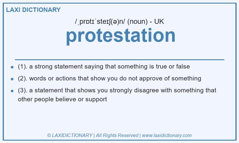 Definition protestation in British English