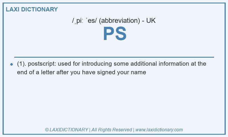 Definition PS in British English