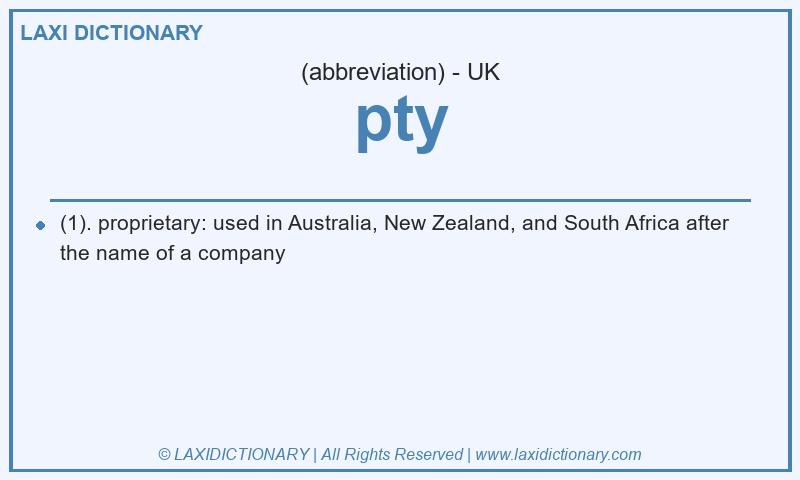 Definition pty in British English