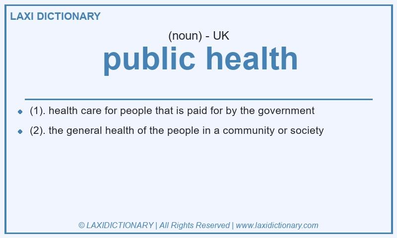 Definition public health in British English
