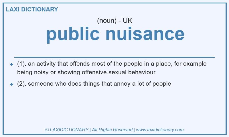 Definition public nuisance in British English
