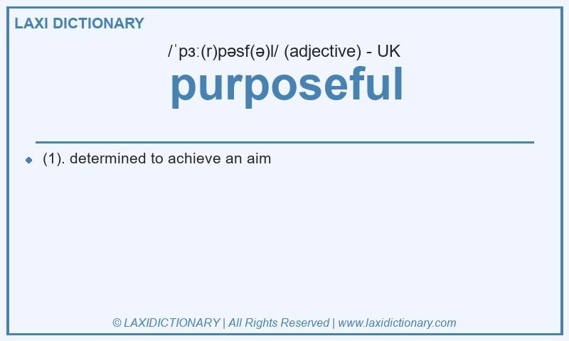 Definition purposeful in British English