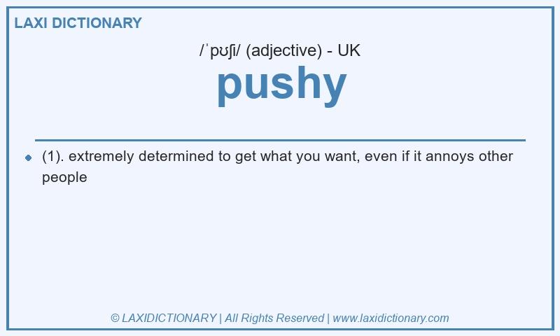 Definition pushy in British English