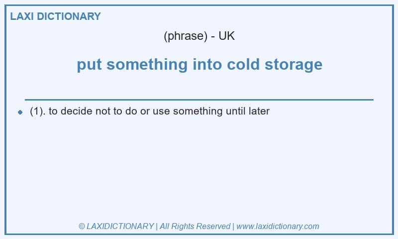 Definition put something into cold storage in British English