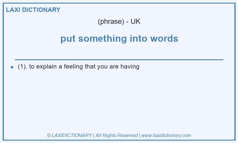 Definition put something into words in British English