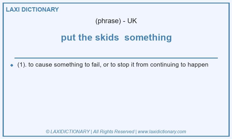 Definition put the skids something in British English