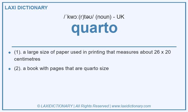 Definition quarto in British English