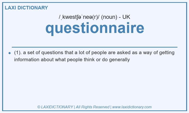 Definition questionnaire in British English