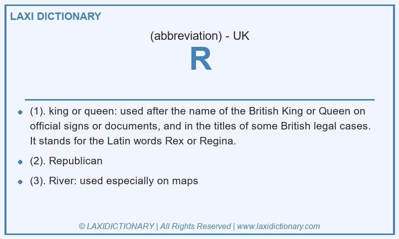 Definition R in British English