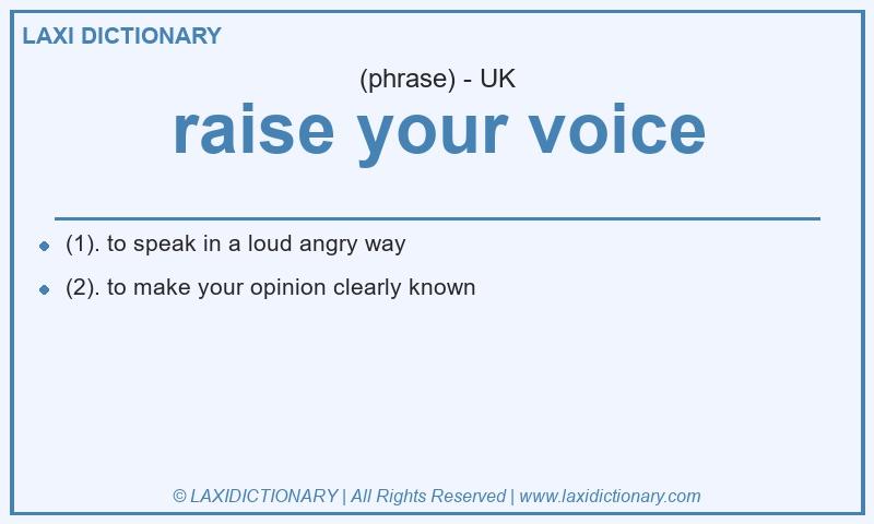 Definition raise your voice in British English
