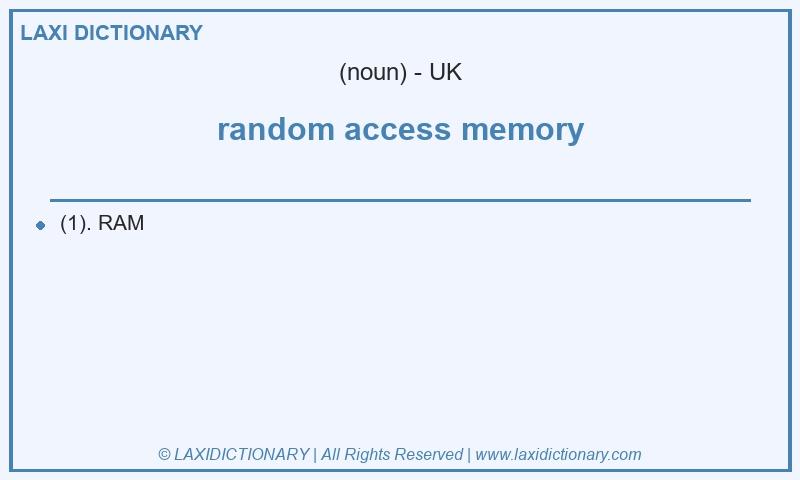 Definition random access memory in British English