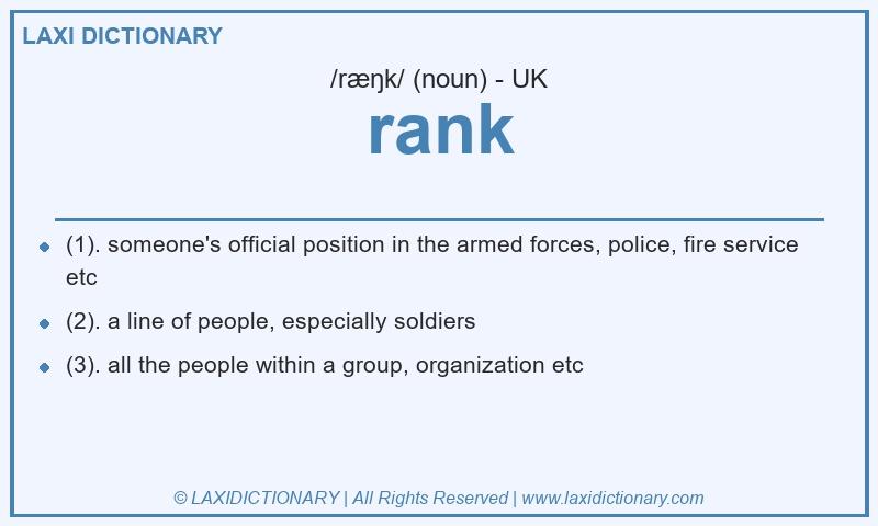 Definition rank in British English