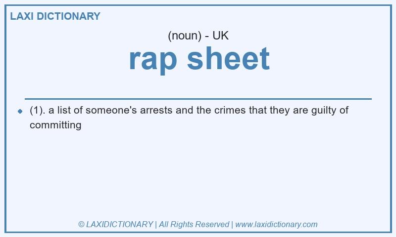 Definition rap sheet in British English