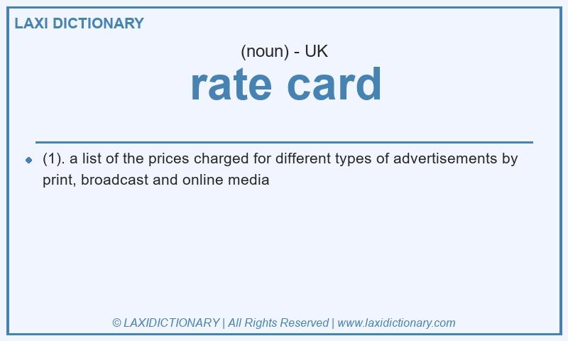 Definition rate card in British English