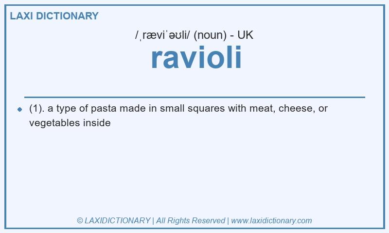 Definition ravioli in British English