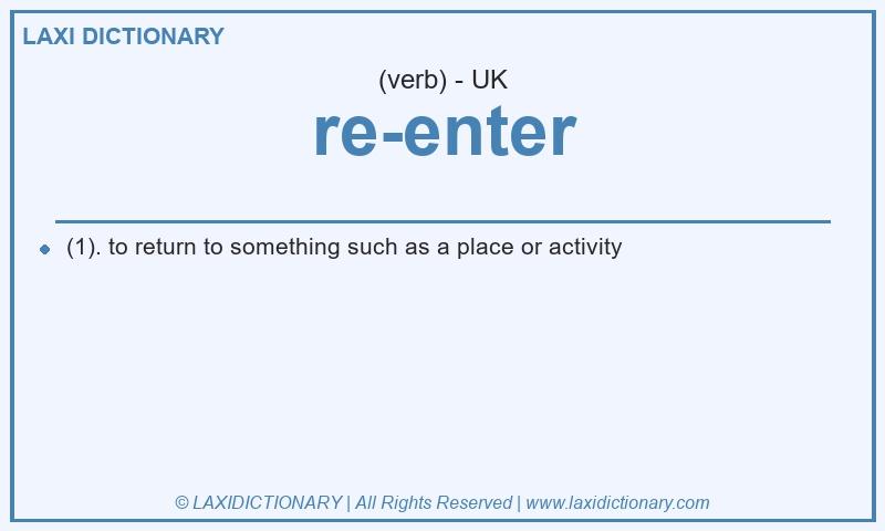 Definition re-enter in British English
