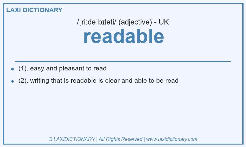 Definition readable in British English