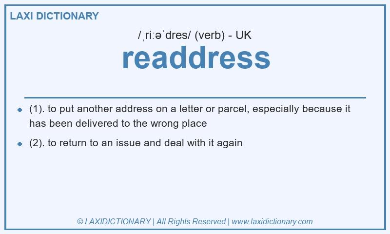 Definition readdress in British English