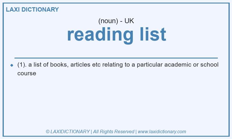 Definition reading list in British English