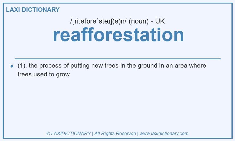 Definition reafforestation in British English