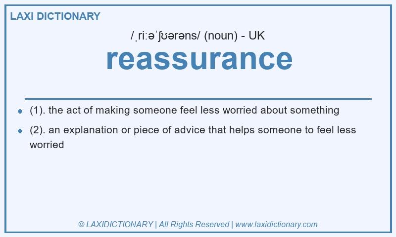 Definition reassurance in British English