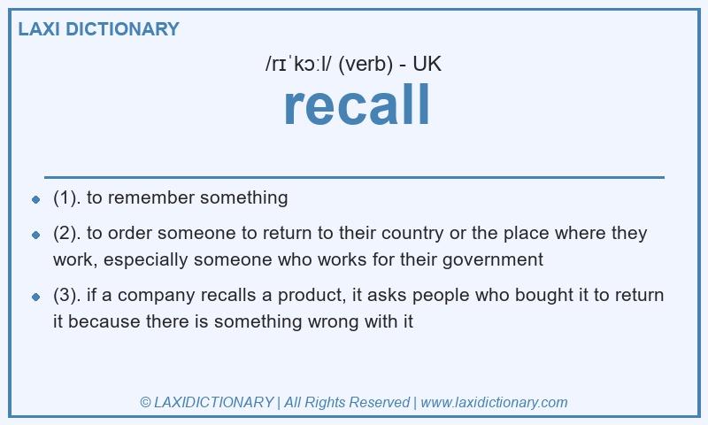 Definition recall in British English
