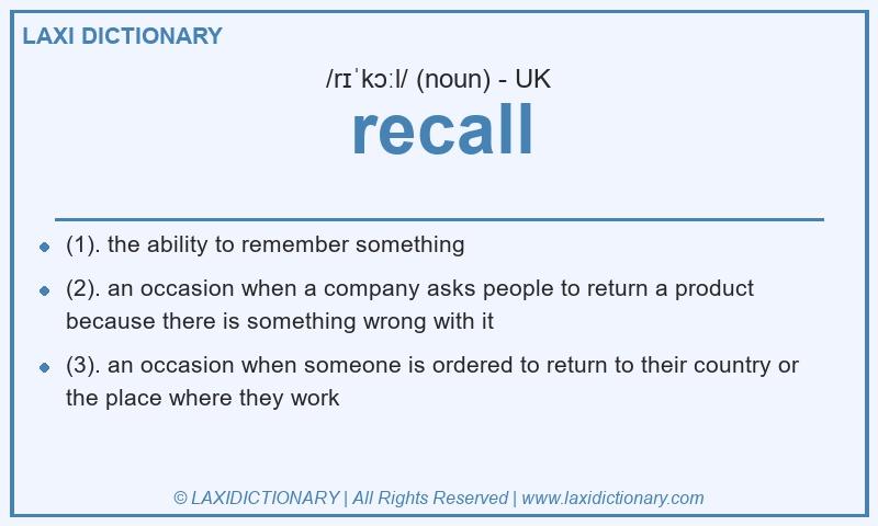 Definition recall in British English