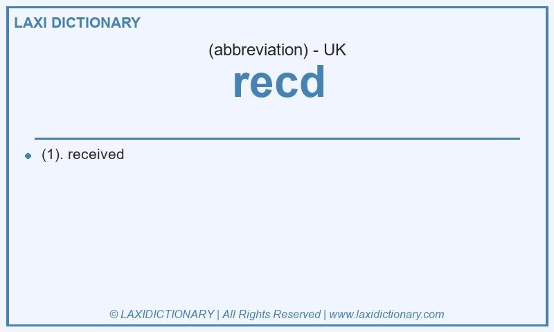Definition recd in British English