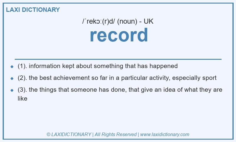 Definition record in British English