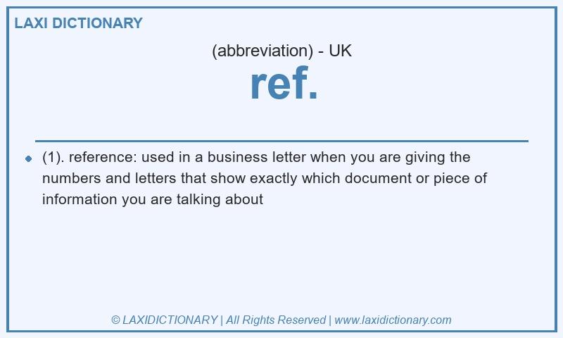 Definition ref. in British English